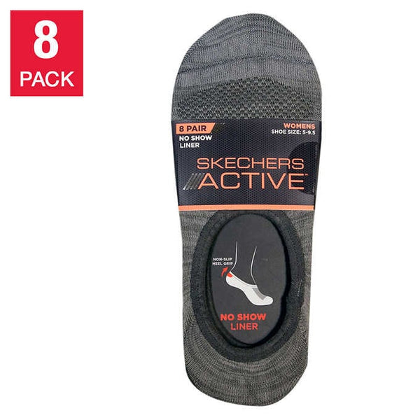 Skechers Ladies' No Show Liner Sock, 8-pair