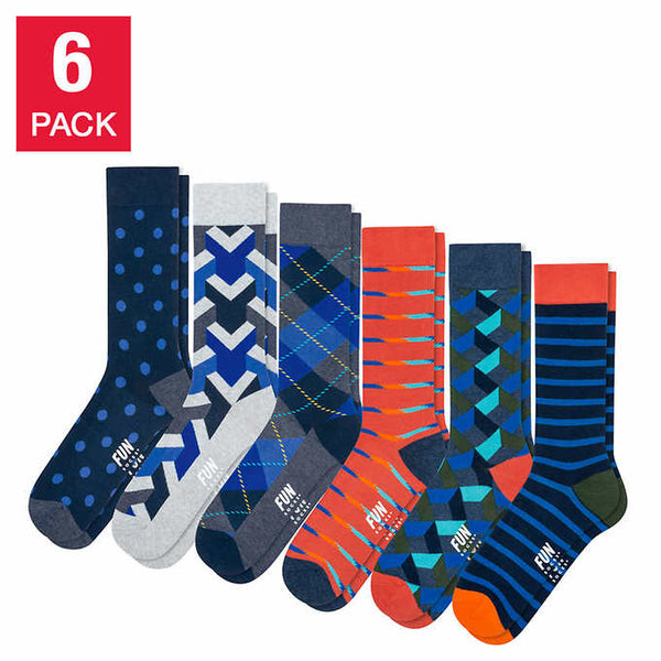 Fun Socks Men's Crew Sock, 6-pair